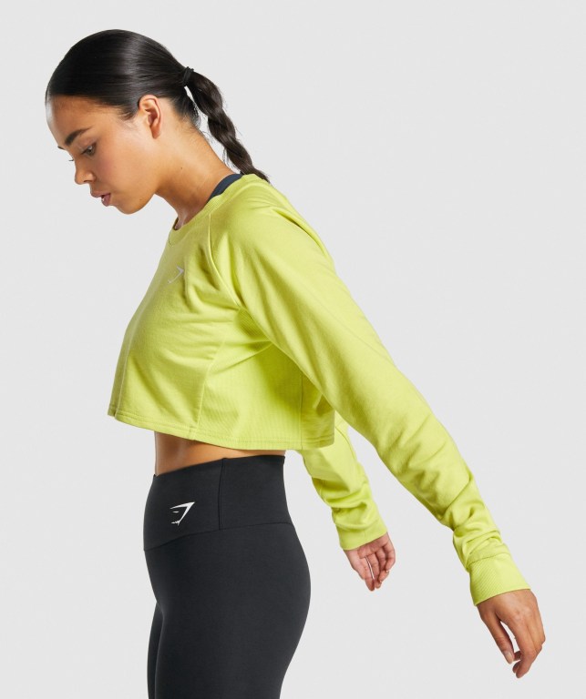 Pullover Gymshark Entrenamiento Cropped Sueter Amarillo | PPMFpQuCOB4