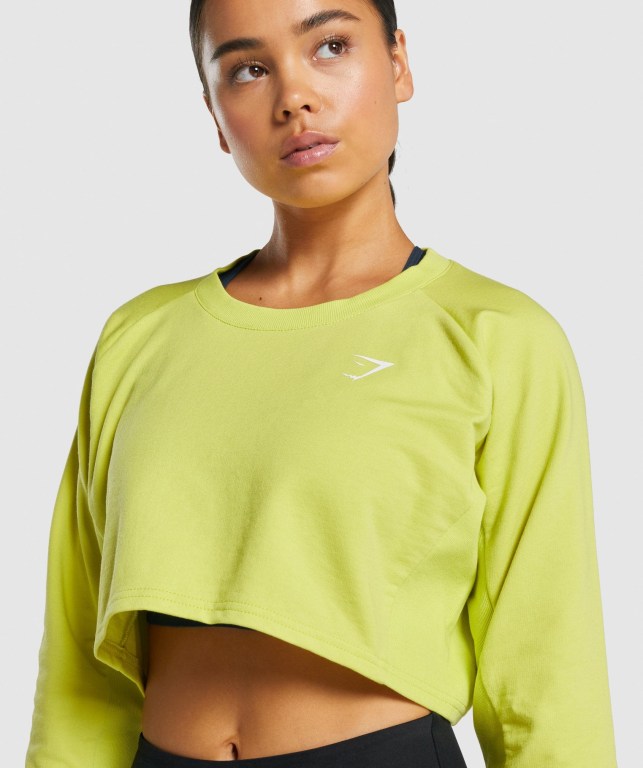 Pullover Gymshark Entrenamiento Cropped Sueter Amarillo | PPMFpQuCOB4