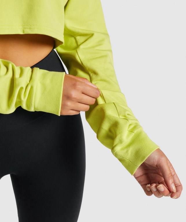 Pullover Gymshark Entrenamiento Cropped Sueter Amarillo | PPMFpQuCOB4