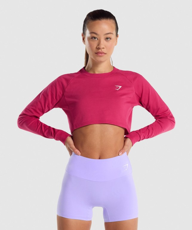 Pullover Gymshark Entrenamiento Cropped Sueter Rosas | ZMf4uzE2FGy