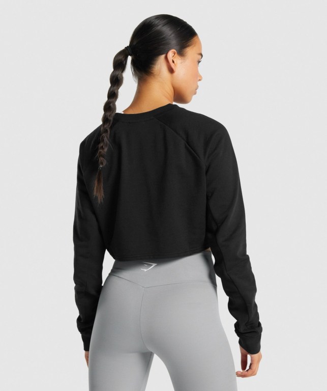 Pullover Gymshark Entrenamiento Cropped Sueter Negras | es6KzLGf51a