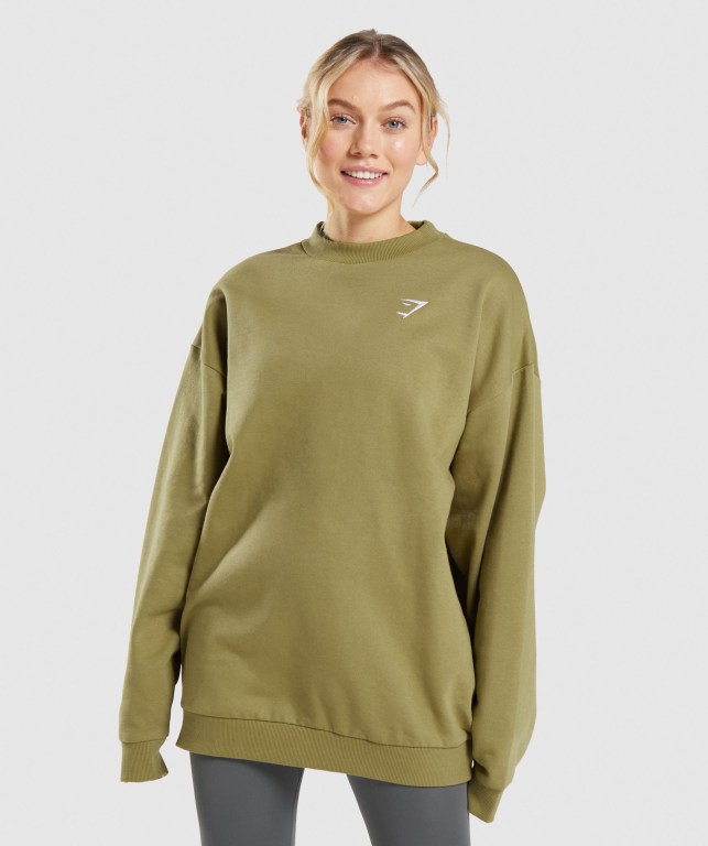 Pullover Gymshark Entrenamiento Oversized Sweatshirt Verde | 3cJjzaF12ha