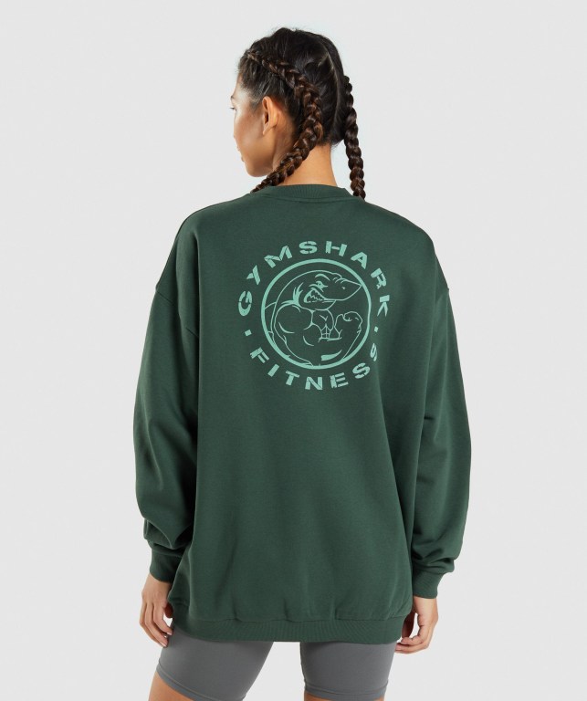 Pullover Gymshark Legacy Graphic Sweatshirt Verde Oscuro | 4xs1C6JdqVi