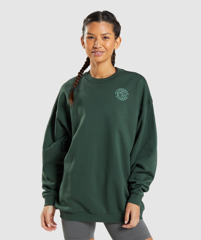 Pullover Gymshark Legacy Graphic Sweatshirt Verde Oscuro | 4xs1C6JdqVi