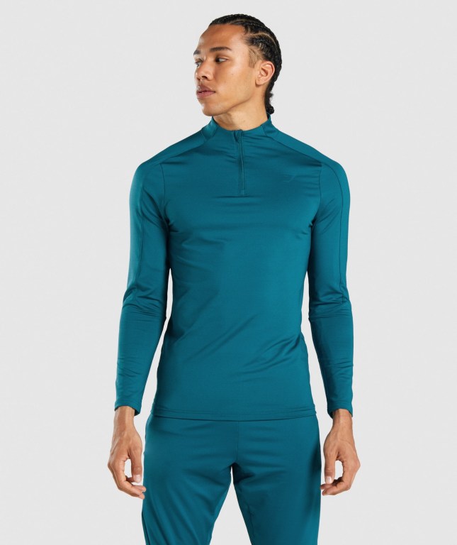 Pullover Gymshark Regulate 1/4 Zip Turquesa | G4NhYfj3NOg