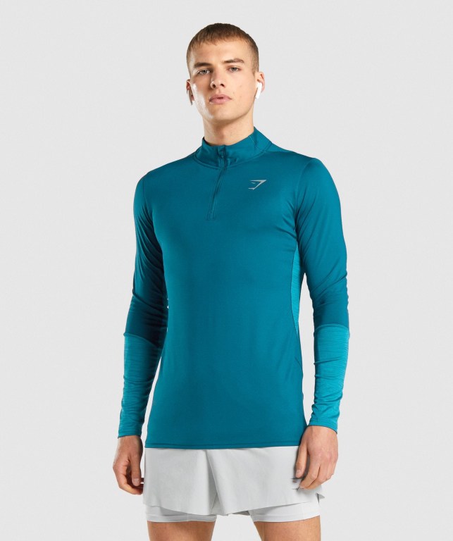 Pullover Gymshark Speed 1/4 Zip Turquesa | A1x38nh2NPi