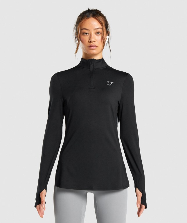 Pullover Gymshark Speed Zip-Up Negras | LRdQnl8Qf4g