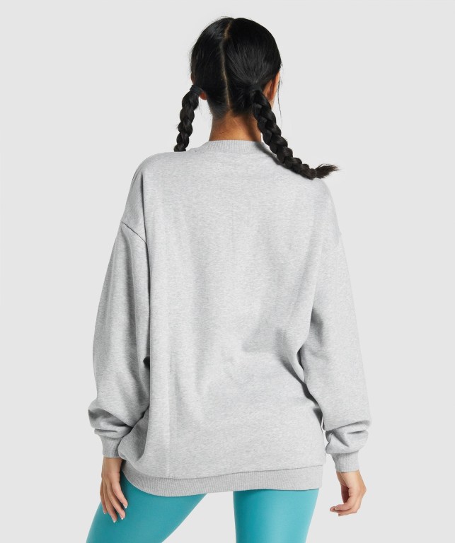 Pullover Gymshark Sundae Graphic Oversized Sweatshirt Gris Claro | h9xV3eRbtnk