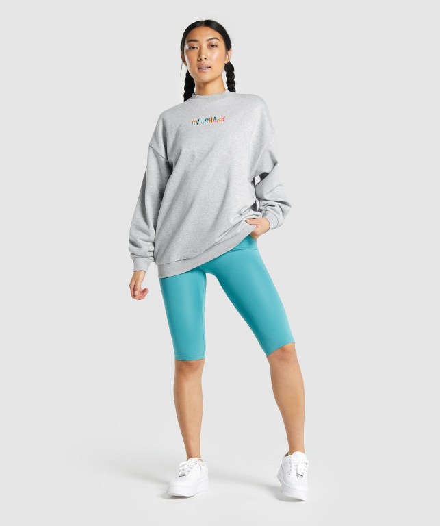 Pullover Gymshark Sundae Graphic Oversized Sweatshirt Gris Claro | h9xV3eRbtnk