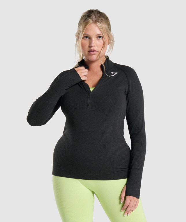 Pullover Gymshark Vital Seamless 2.0 1/2 Zip Negras | HZu3OUYNRe2