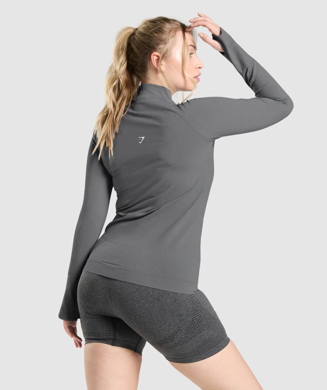 Pullover Gymshark Vital Seamless 2.0 1/2 Zip Gris | OpfVYRyTe5d