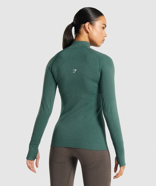 Pullover Gymshark Vital Seamless 2.0 1/2 Zip Verde Oscuro | ws6DKG3wA5H