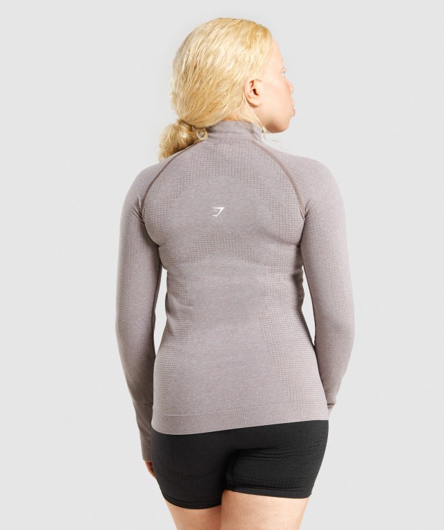 Pullover Gymshark Vital Seamless 2.0 1/2 Zip Gris Marrones | xbnKk2YymtE