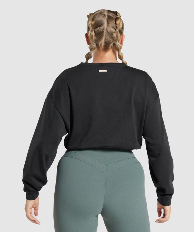 Pullover Gymshark Whitney Cropped Negras | hirWdsy75c6