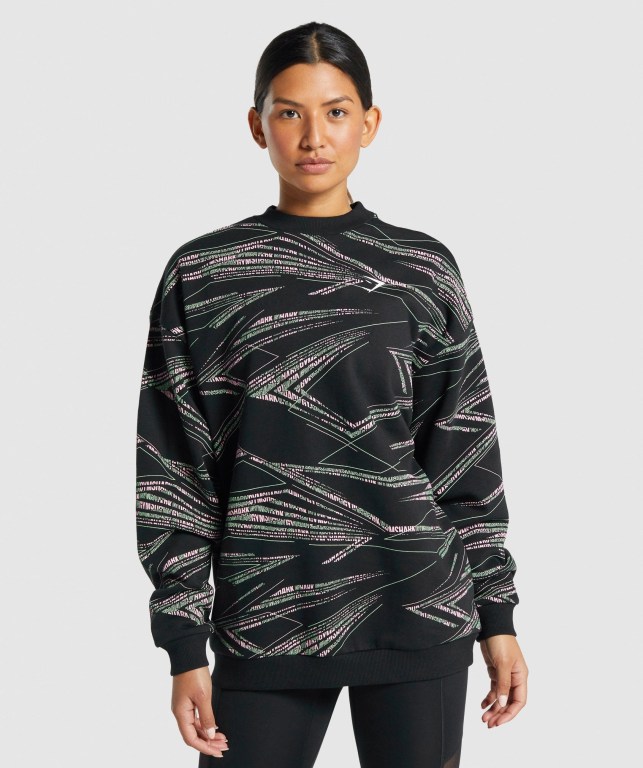 Pullover Gymshark Zone Graphic Negras Verde | TsONegk9zNd