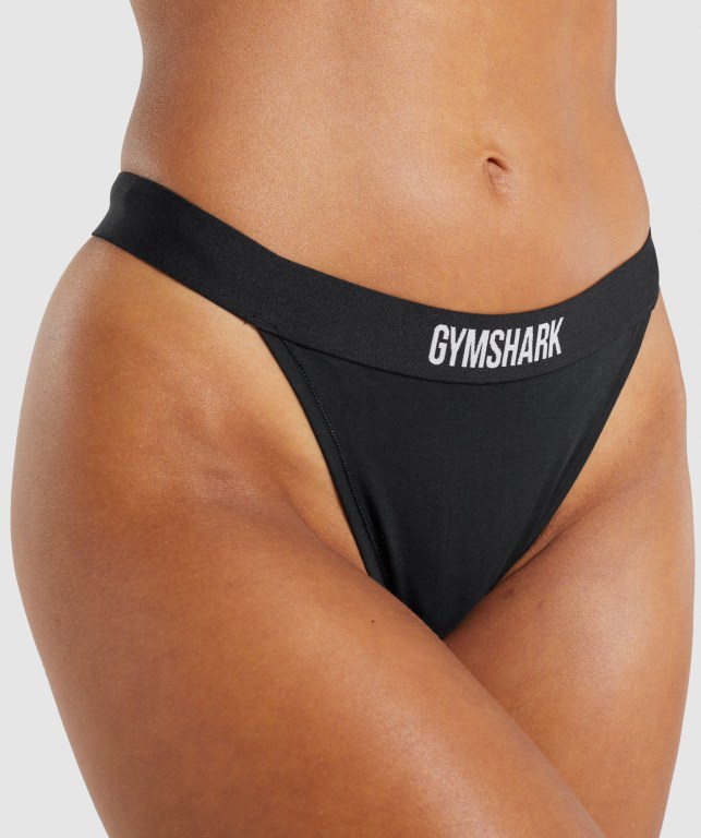 Ropa Interior Gymshark Algodon High Rise Tanga Negras | 2i5xkgBekJJ