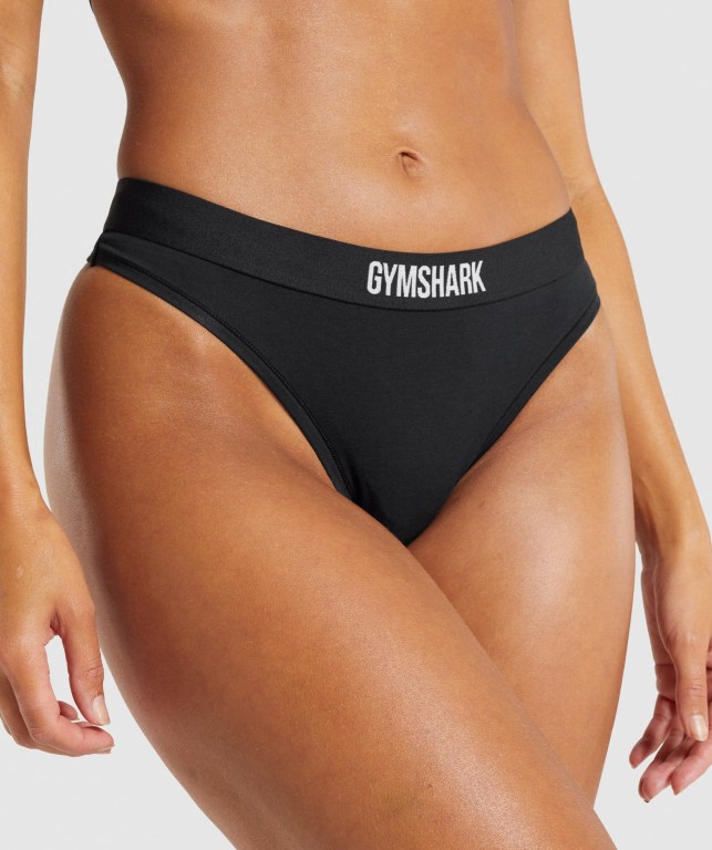 Ropa Interior Gymshark Algodon Tanga Negras | x7pLrrlONaw