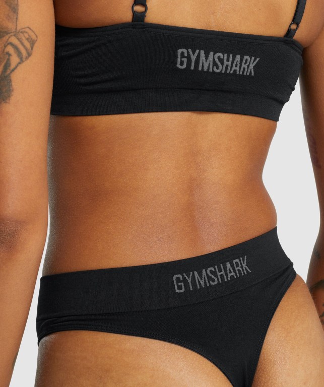 Ropa Interior Gymshark Seamless High Rise Tanga Negras | vejyUhJyR5K