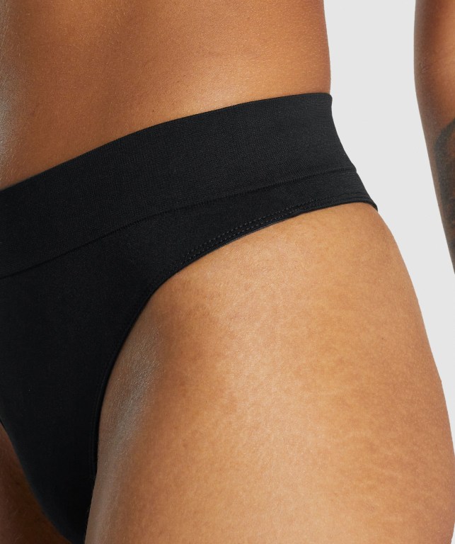 Ropa Interior Gymshark Seamless High Rise Tanga Negras | vejyUhJyR5K