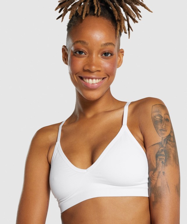 Ropa Interior Gymshark Seamless Low Neck Bralette Blancas | vVCW9f2Mjs7