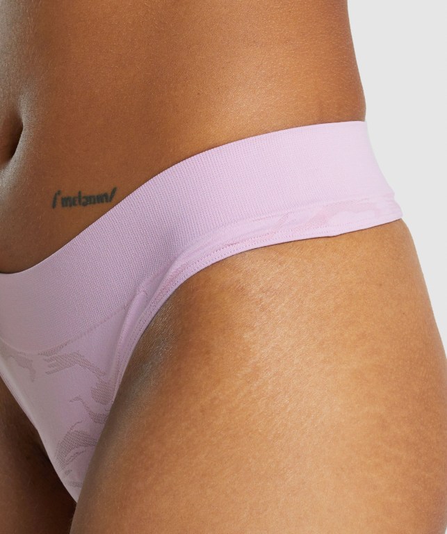 Ropa Interior Gymshark Seamless Low Rise Tanga Rosas Claro | WXclFMSWn27