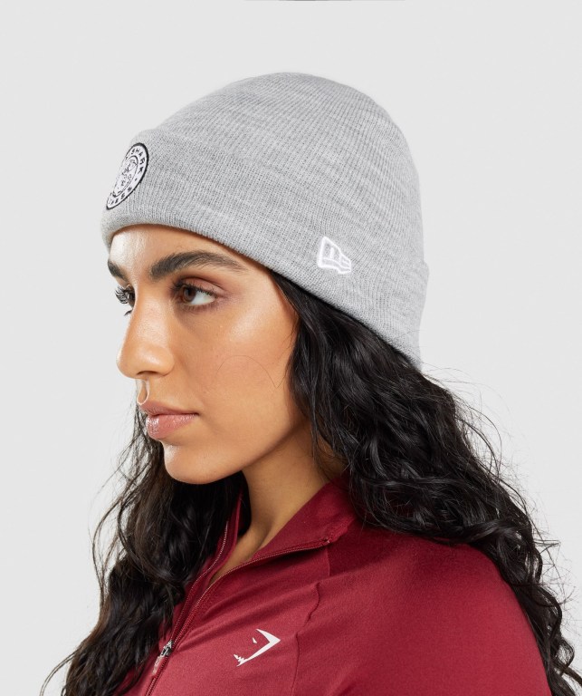 Sombreros Gymshark New Era Legacy Cuff Knit Gris | 4212PvrsnWP