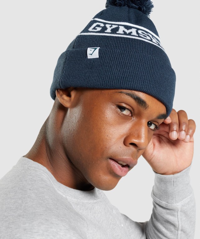 Sombreros Gymshark New Era Tab Beanie Azules | Y8Dd2g9yILc