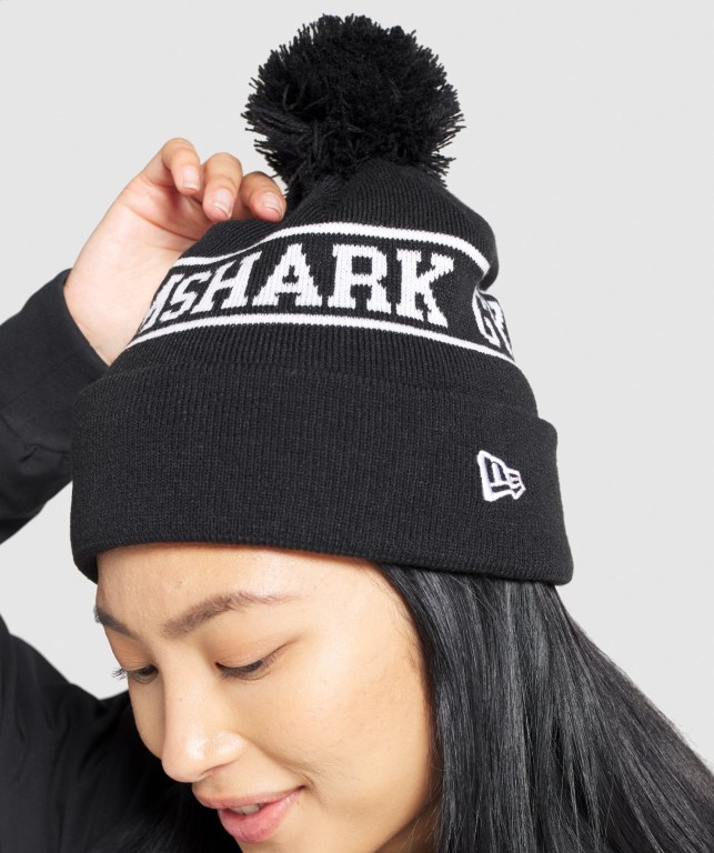 Sombreros Gymshark New Era Tab Beanie Negras | IH1IdbWzNGR