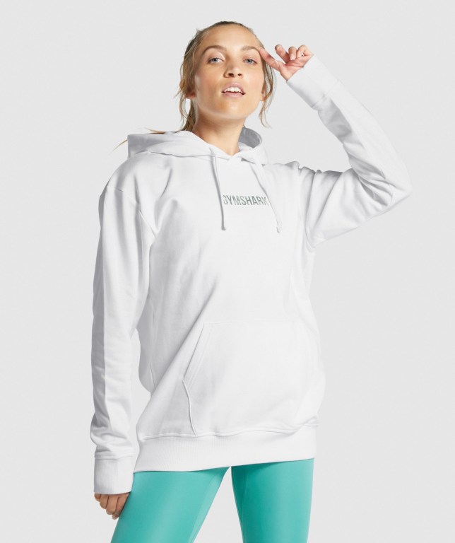 Sudadera Con Capucha Gymshark Apollo Graphic Oversized Blancas | h5UwFyl7b4N