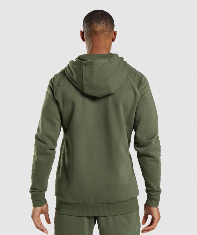 Sudadera Con Capucha Gymshark Crest Zip Up Verde Oliva | 3GxNIFkxF2c