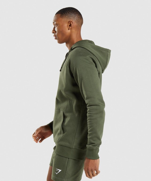 Sudadera Con Capucha Gymshark Crest Zip Up Verde Oliva | 3GxNIFkxF2c