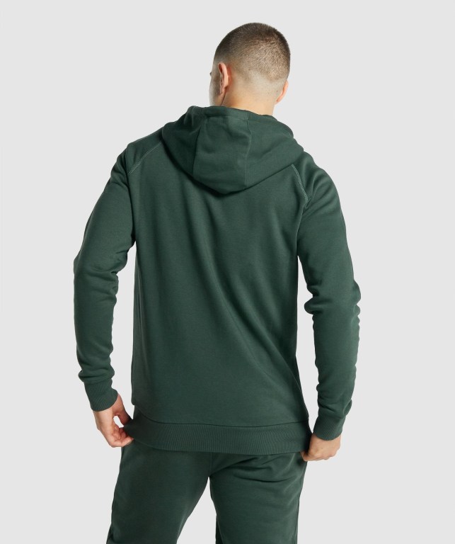 Sudadera Con Capucha Gymshark Crest Zip Up Verde Oscuro | z9zatucH5Q7