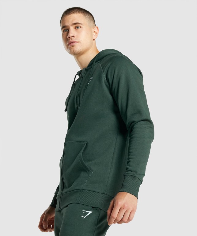 Sudadera Con Capucha Gymshark Crest Zip Up Verde Oscuro | z9zatucH5Q7