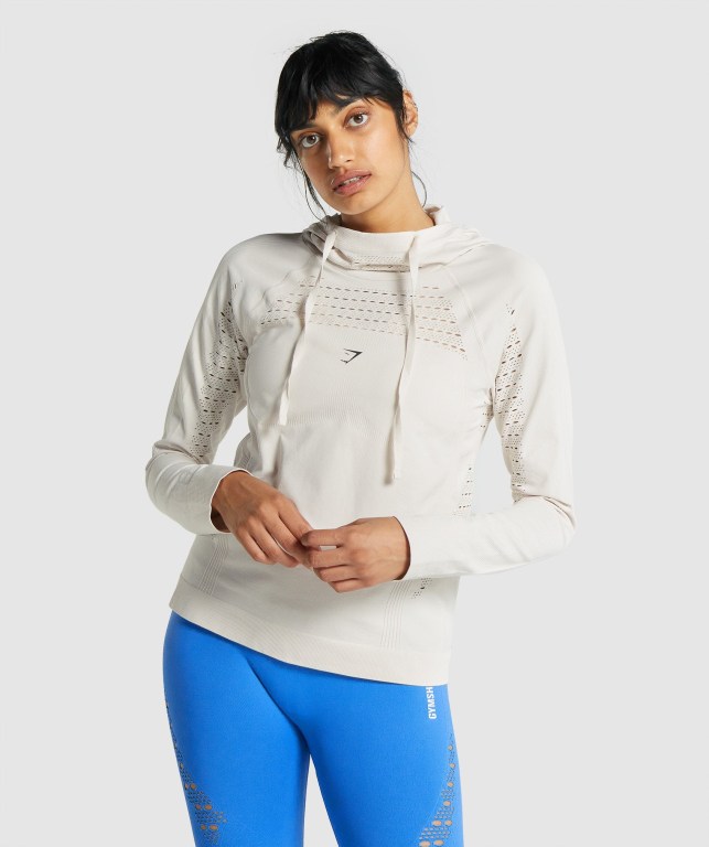 Sudadera Con Capucha Gymshark Energy Seamless Creme | nMA9UpM6jNL