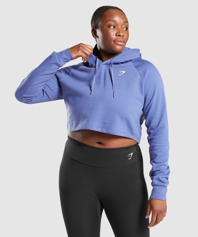 Sudadera Con Capucha Gymshark Entrenamiento Cropped Azules | 2RpRPEmS2ET