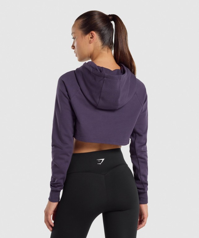 Sudadera Con Capucha Gymshark Entrenamiento Cropped Moradas | 5NstLo2sjGg