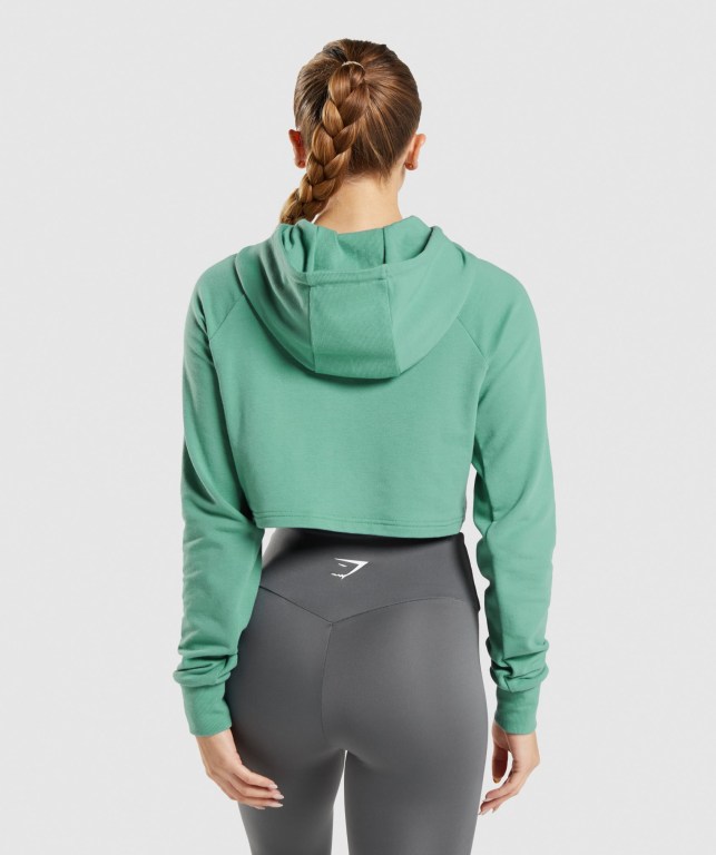 Sudadera Con Capucha Gymshark Entrenamiento Cropped Verde | 6jOpkmjs2oU