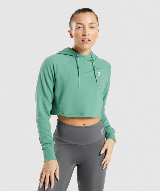 Sudadera Con Capucha Gymshark Entrenamiento Cropped Verde | 6jOpkmjs2oU