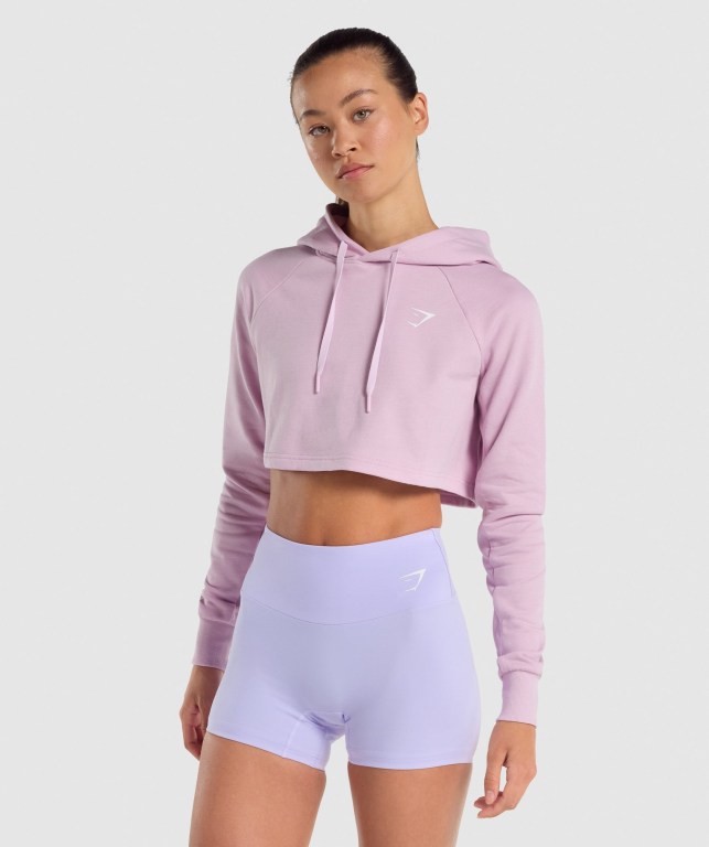 Sudadera Con Capucha Gymshark Entrenamiento Cropped Rosas Claro | AnskKfCHdHk