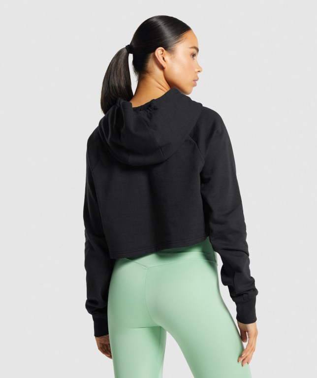 Sudadera Con Capucha Gymshark Entrenamiento Cropped Negras | RRBJRlEqkjd