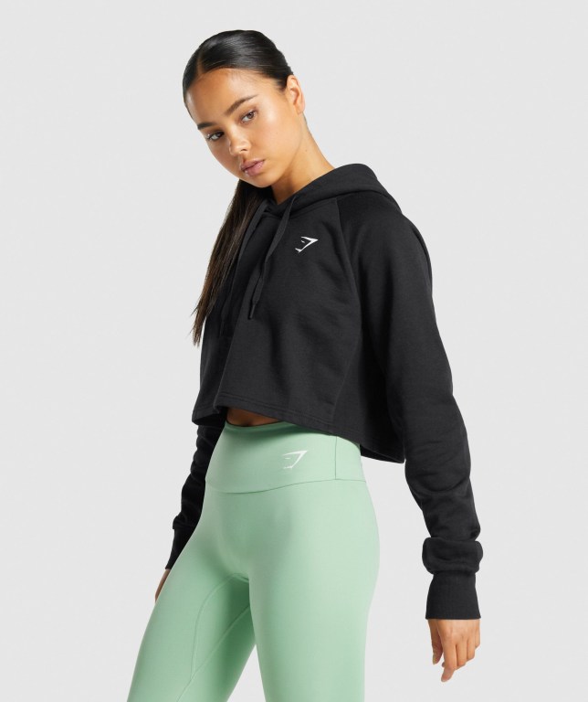 Sudadera Con Capucha Gymshark Entrenamiento Cropped Negras | RRBJRlEqkjd