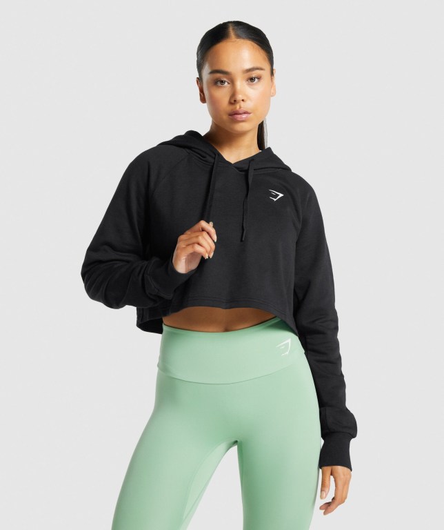 Sudadera Con Capucha Gymshark Entrenamiento Cropped Negras | RRBJRlEqkjd