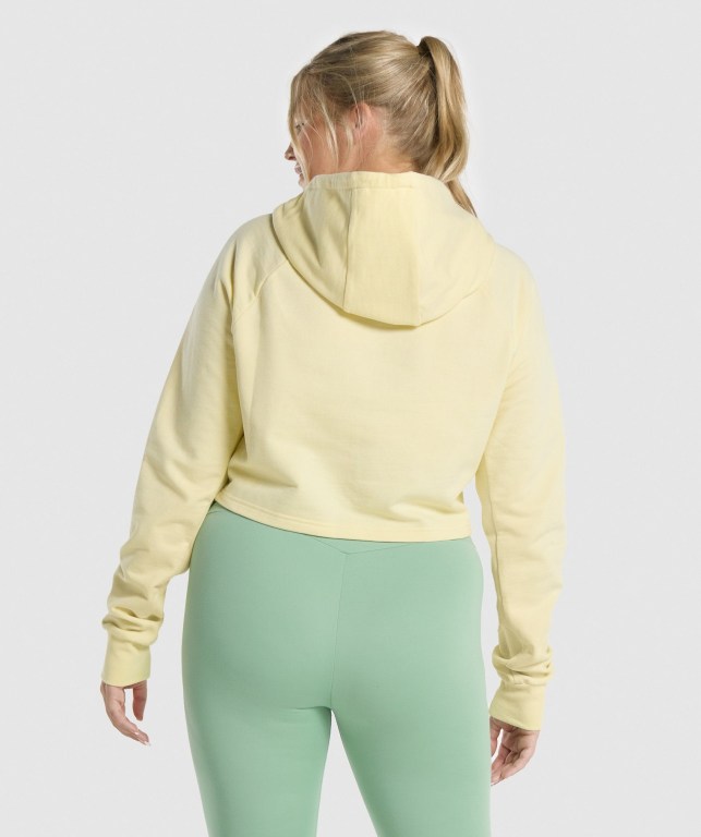 Sudadera Con Capucha Gymshark Entrenamiento Cropped Amarillo Claro | iWojItoSSUn