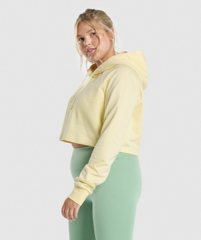 Sudadera Con Capucha Gymshark Entrenamiento Cropped Amarillo Claro | iWojItoSSUn