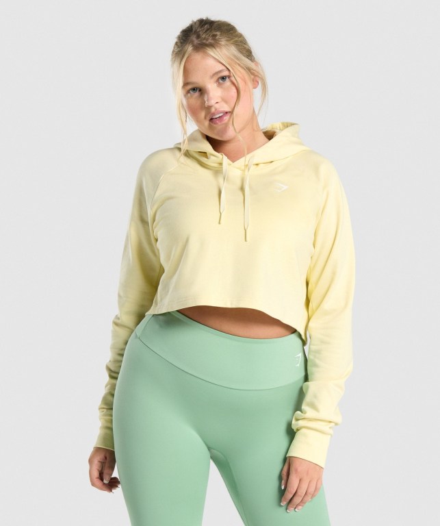 Sudadera Con Capucha Gymshark Entrenamiento Cropped Amarillo Claro | iWojItoSSUn