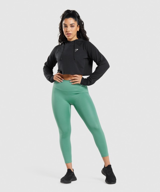 Sudadera Con Capucha Gymshark Entrenamiento Cropped Negras | v6xA3ImYeJn