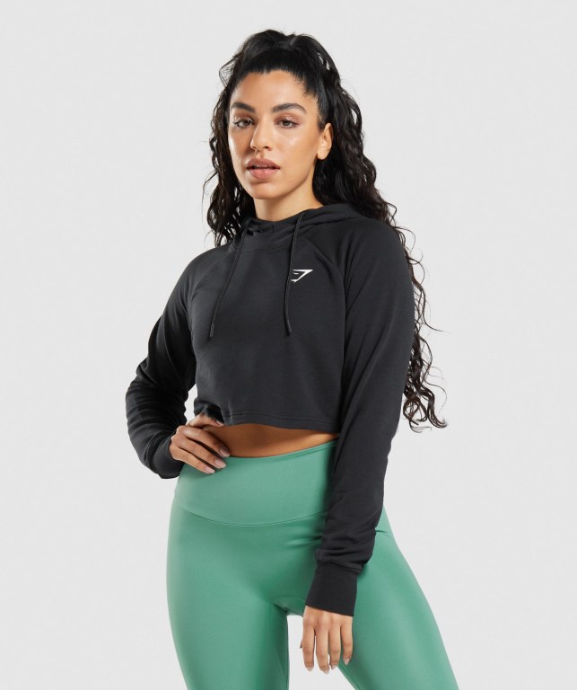 Sudadera Con Capucha Gymshark Entrenamiento Cropped Negras | v6xA3ImYeJn