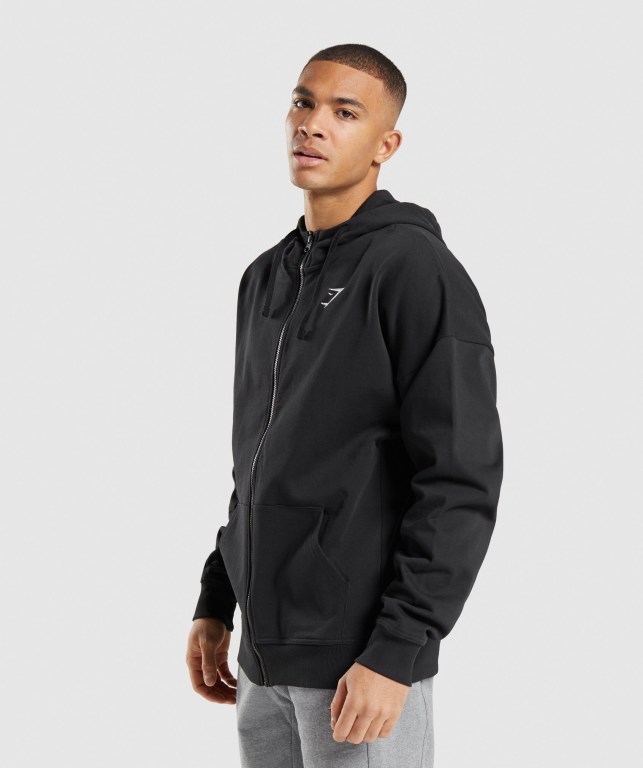 Sudadera Con Capucha Gymshark Essential Oversized Zip Up Negras | JvGZduChssQ