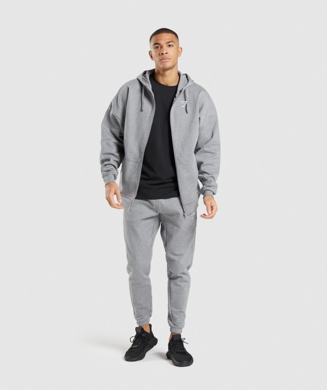 Sudadera Con Capucha Gymshark Essential Oversized Zip Up Gris | RnBp89UdP8L