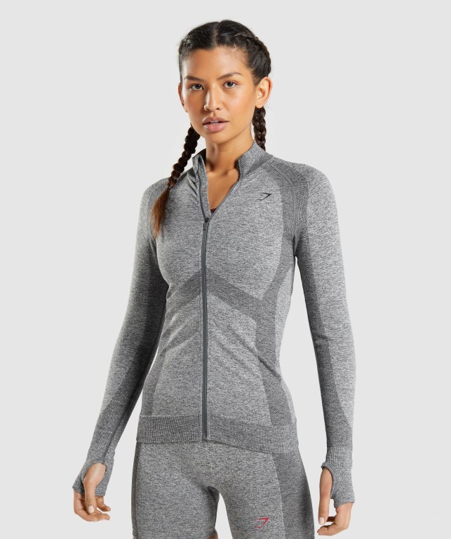 Sudadera Con Capucha Gymshark Flex Zip Through Jacket Gris | kkcfUDOYenM